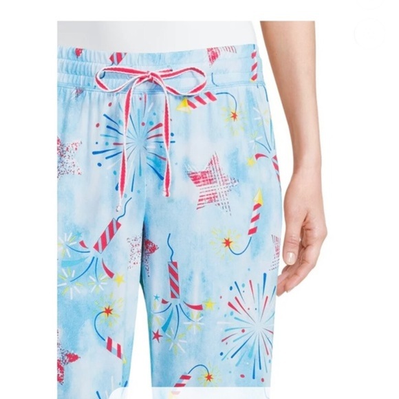 Red white & blue Americana patriotic cozy Jogger loungewear pajama pants size 3X - Picture 3 of 7